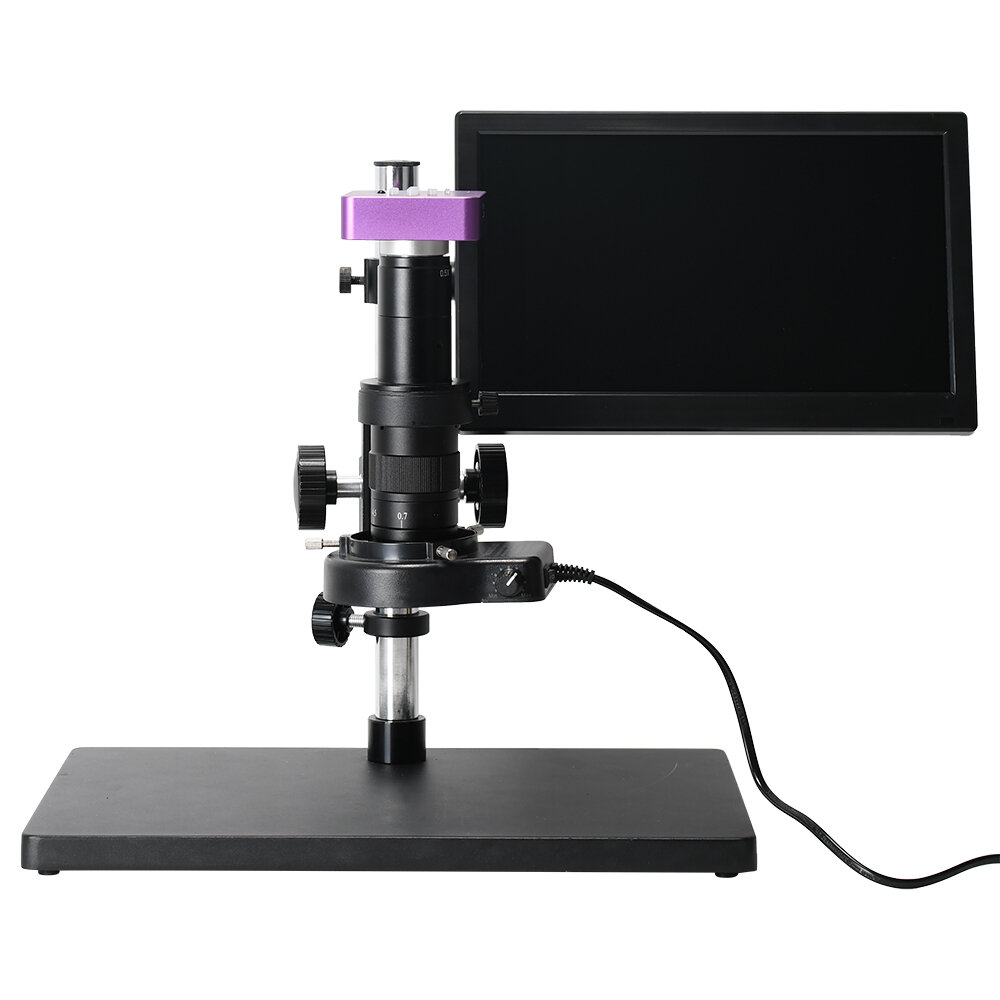 51MP 1080P 60FPS HDMI USB Digital Industrial Video Microscope Camera 180X C-MOUNT Lens with 11.6" LC