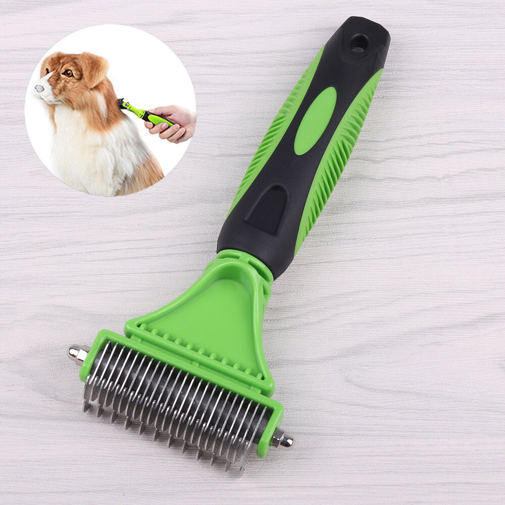 3 in 1 Dual Sided Dog Cat Hair Fur Shedding Trimmer Stainless Steel Grooming Dematting Rake Comb Bru