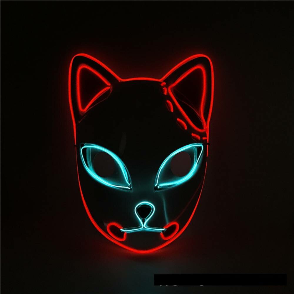 

Ghost Blade Japanese Style Animation Dance Mask Halloween Cool Light Line Fox Face EL Mask