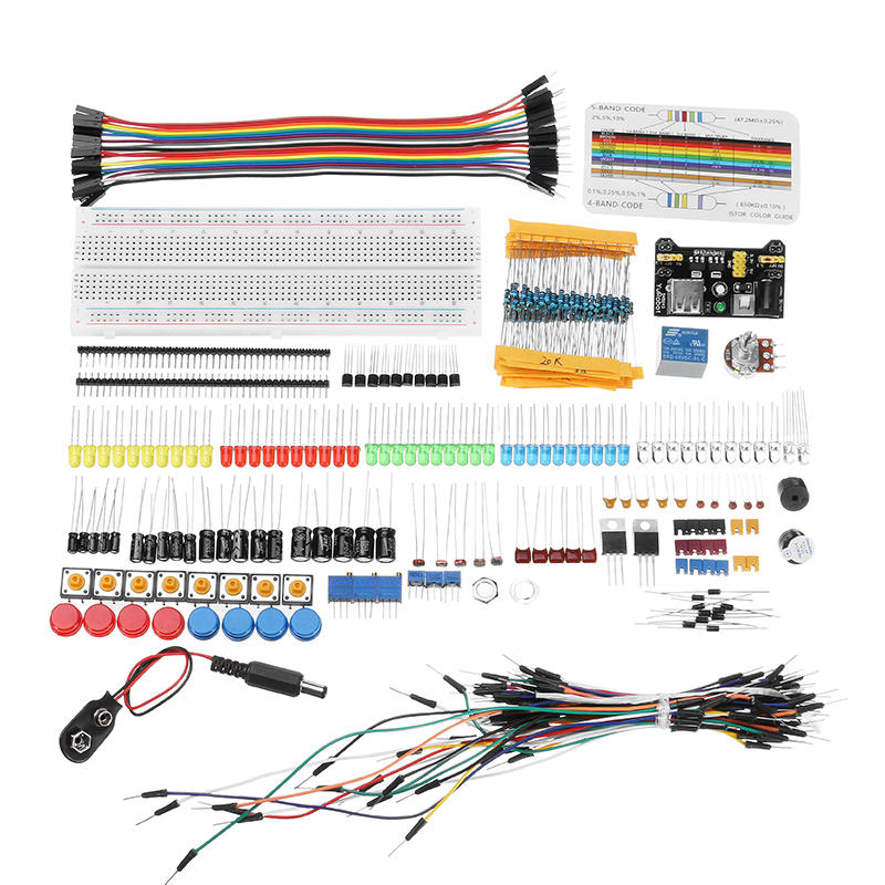 Electronic Components Junior Kit With Resistor Breadboard Power Supply Module ForWith Plastic Box Pa