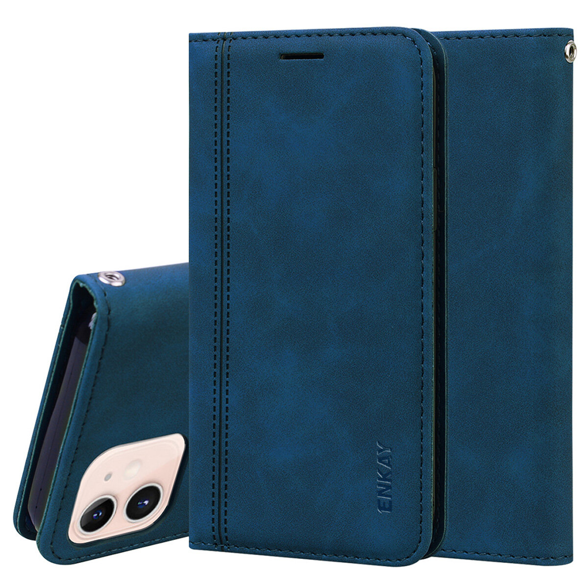 Enkay voor iPhone 12 Pro/12 Case Business Magnetische Flip met Card Slot Stand PU Leather + TPU Full