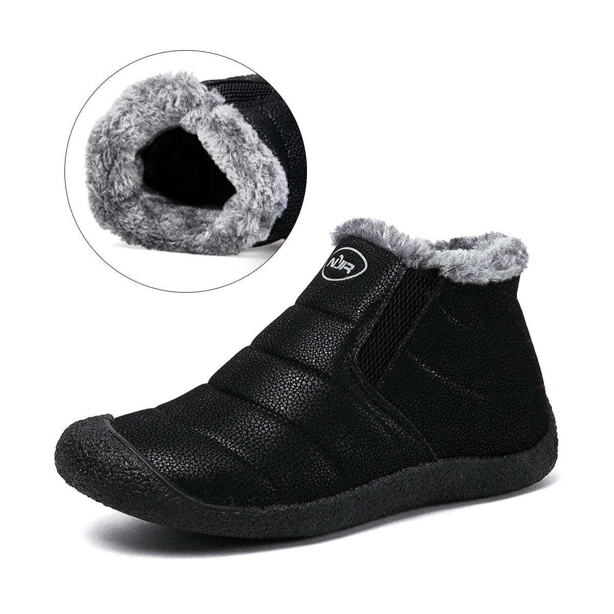 Εξωτερική Uniex Ζεστό Μαλλί Επένδυση Slip On Flat Ankle Snow Boots Travel Sport Shoes 