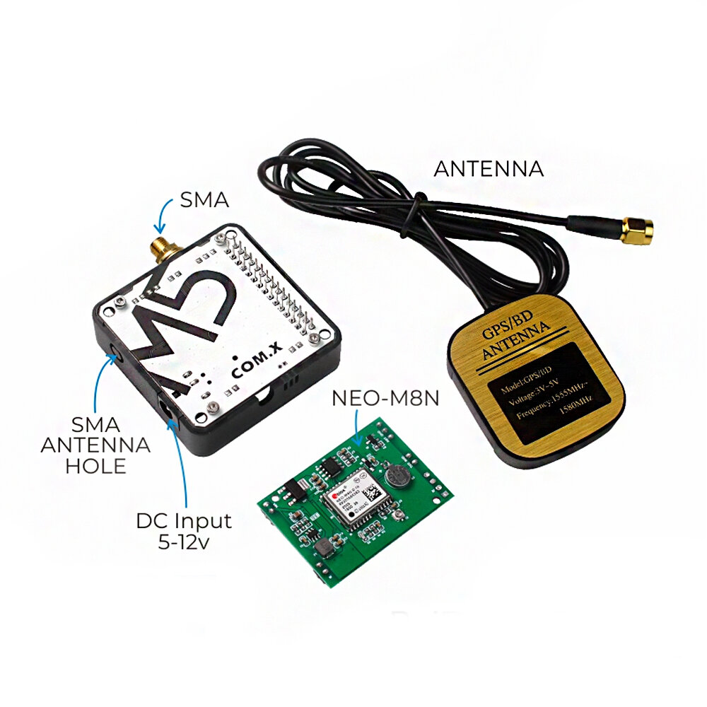 

M5Stack® COM.GPS Module NEO-M8N with Antenna ESP32 Development Board Stacking Module Positioning