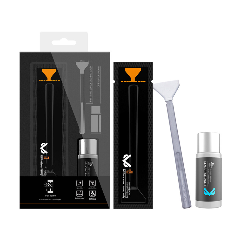 VSGO VS-S03E Camera Lens Cleaning Kit 12Pcs 24mm Cleaning Swab and 1Pcs 10ml Sensor Cleaner for Came