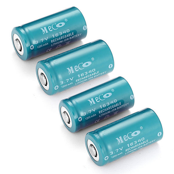 8PCS MECO 3.7v 1200mAh Bereikbare CR123A / 16340 Li-ionbatterij