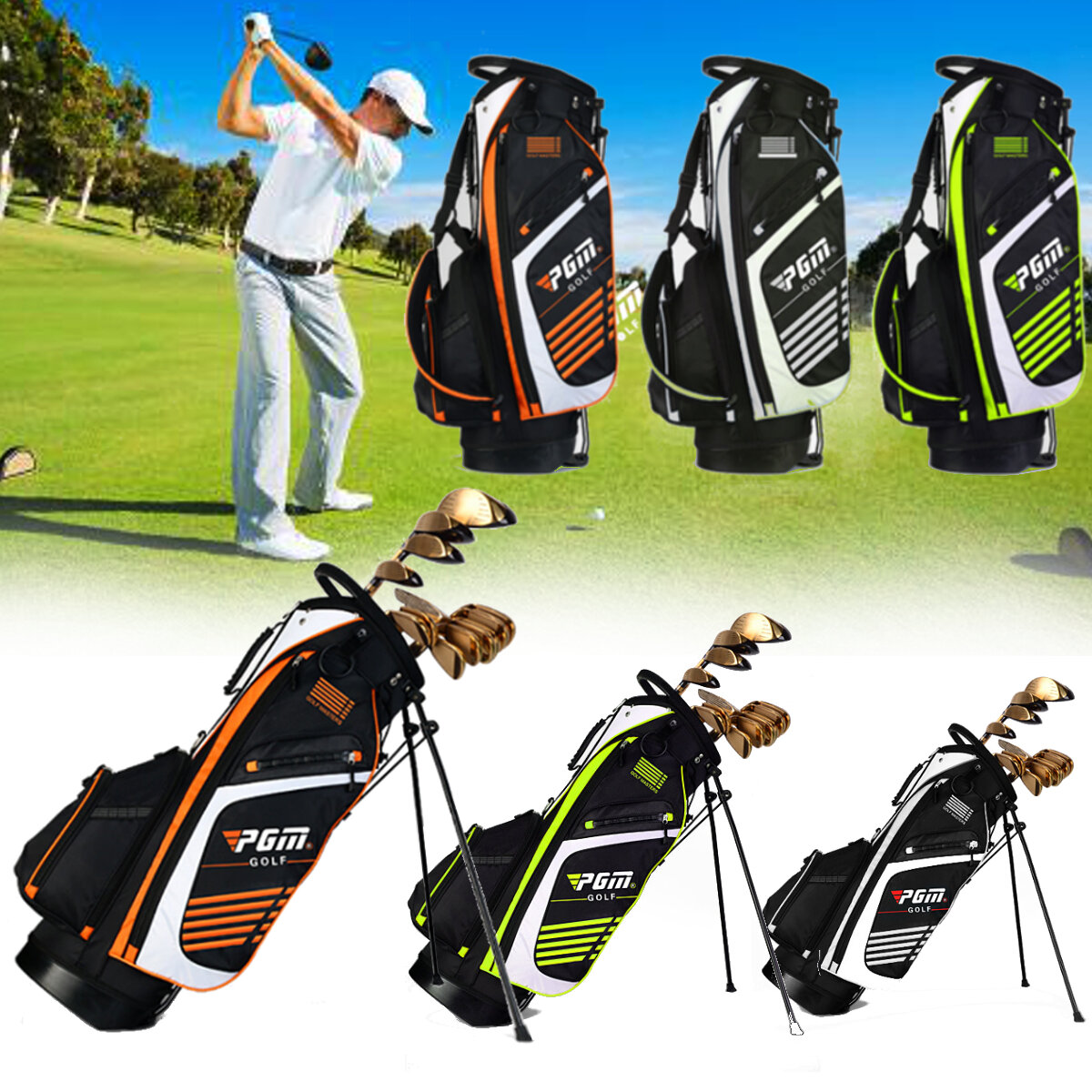 PGM Golf Club Stand Cart Bag Full Length Divider Shoulder Strap 14 Pocket Organised Outdoor Sport Golf Bags Waterproof P