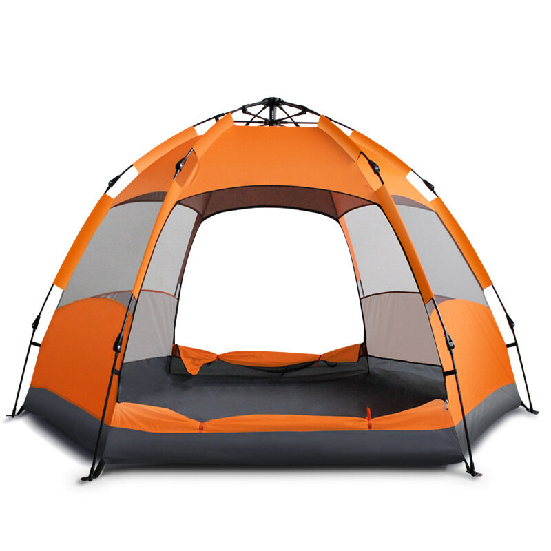 屋外用3-5人用自動テント、防水ダブルレイヤー日除け雨避け、ハイキングキャンプに最適