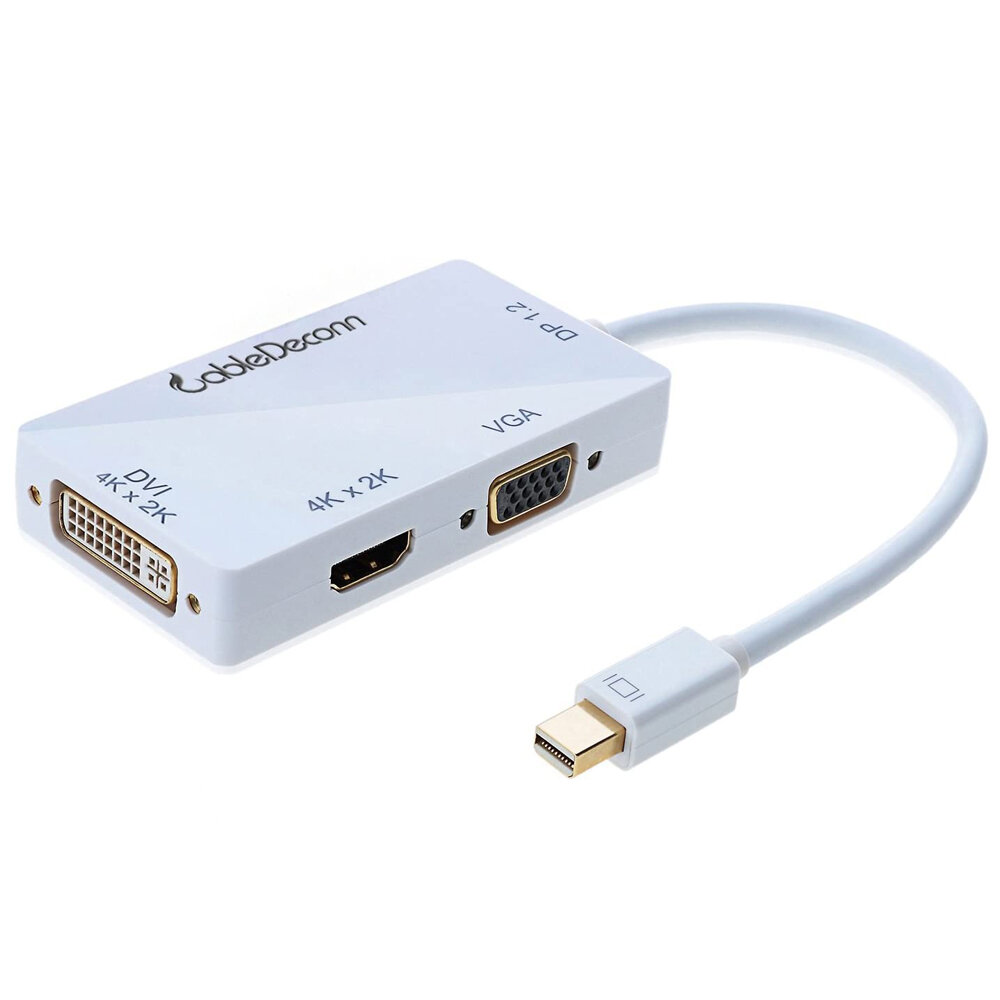 

CableDeconn 3 IN 1 Mini DisplayPort 1.2V to DVI VGA HD TV HDTV Adapter Converter Full 4Kx2K Resolution Video Adapter