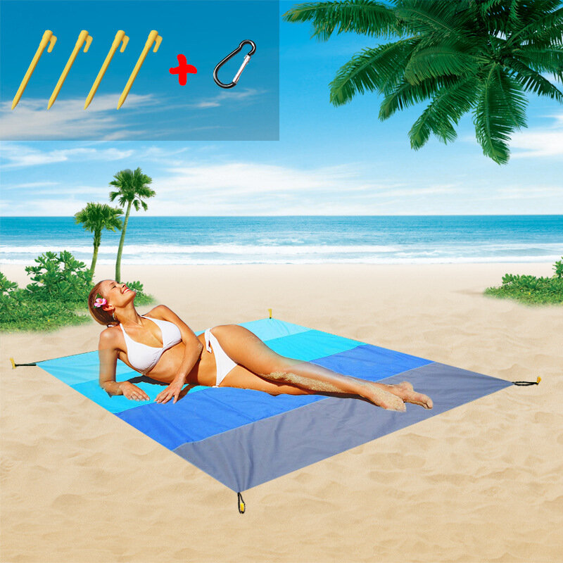200x210cm Playa Manta Plegable de uso múltiple Picnic Mat Sombrilla Toldo con suelo Uña mosquetón cámping Viaje