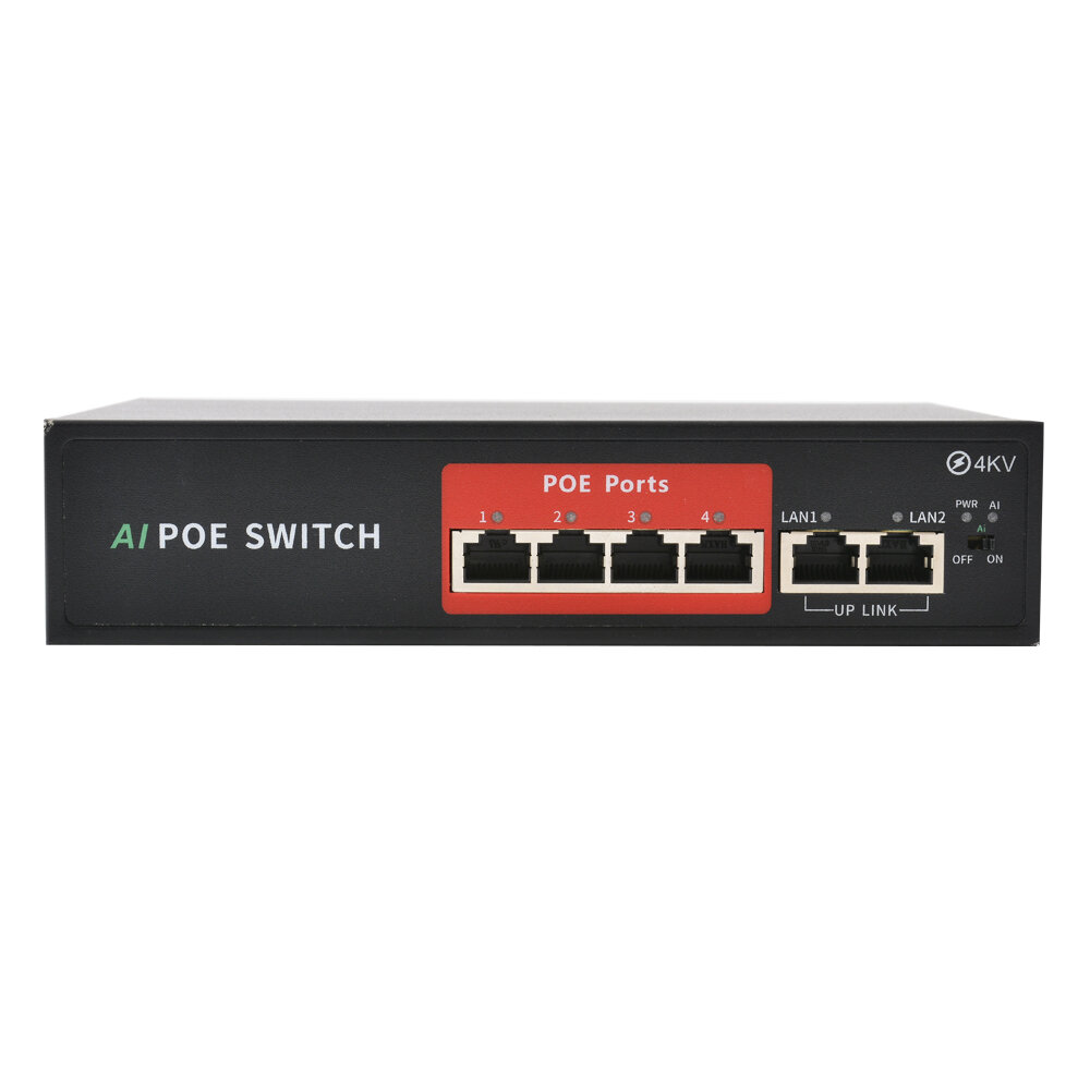 6 Port Ethernet Switch POE Network Switch Ethernet Splitter 10/100Mbps 250m 48V Transmission Network