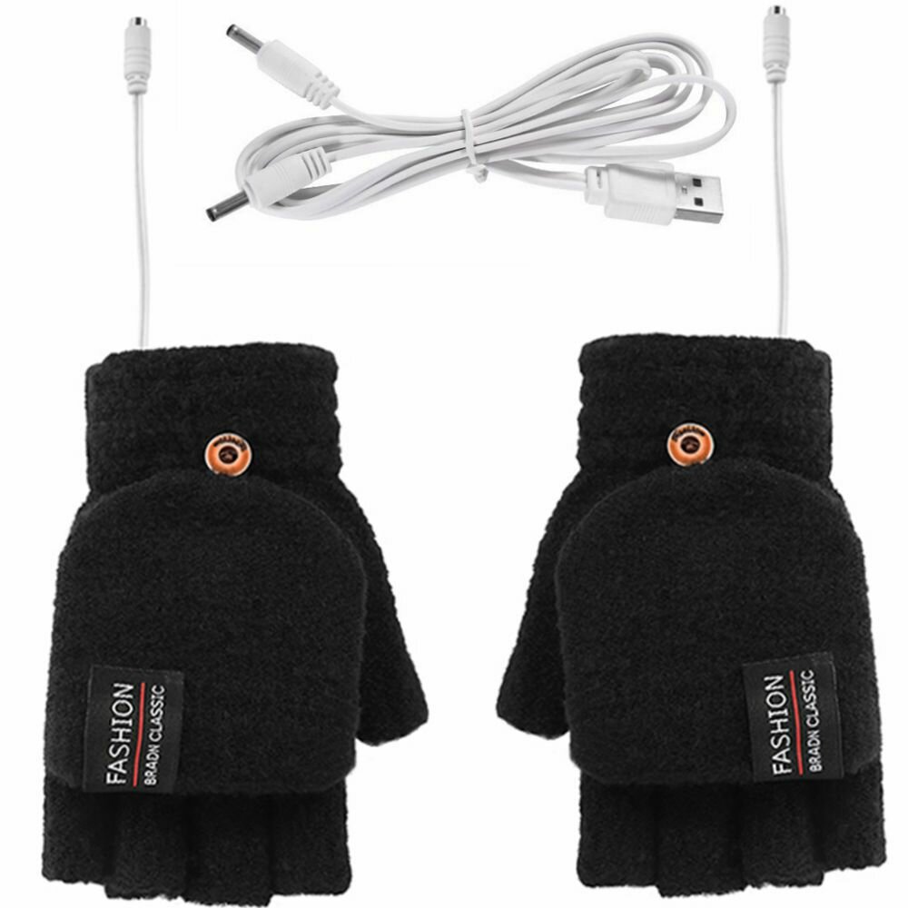 Luvas aquecidas GRNSHTS USB para mulheres, homens, luvas de laptop de meio dedo e de inverno quente para ambientes internos ou externos