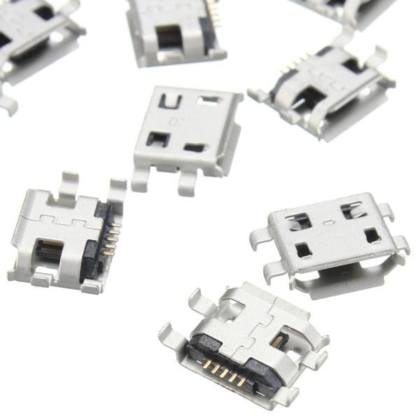 10 stks Micro USB Type B Vrouwelijke 5Pin Socket 4 Benen SMD SMT Solderen Connector