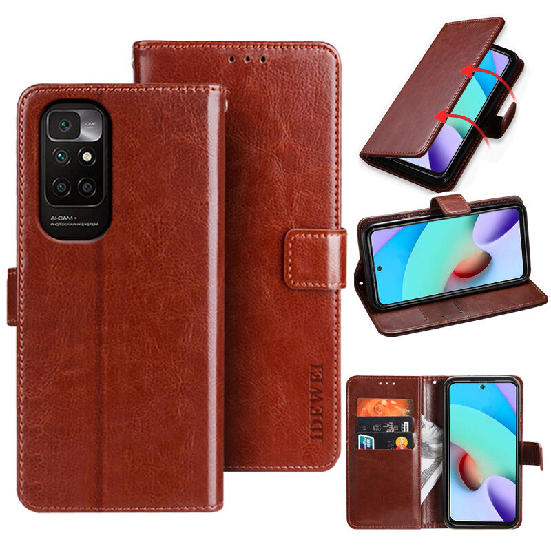 Bakeey for Xiaomi Redmi 10 Case Magnetic Flip with Multiple Card Slot Folding Stand PU Leather Shock