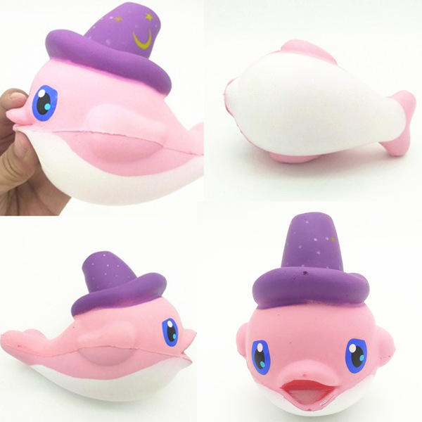 Image of Squishy Slow Rising Kawaii Whale Soft Squeeze Cute Dolphin Handy Strap Brot Kuchen Stretchy Spielzeug