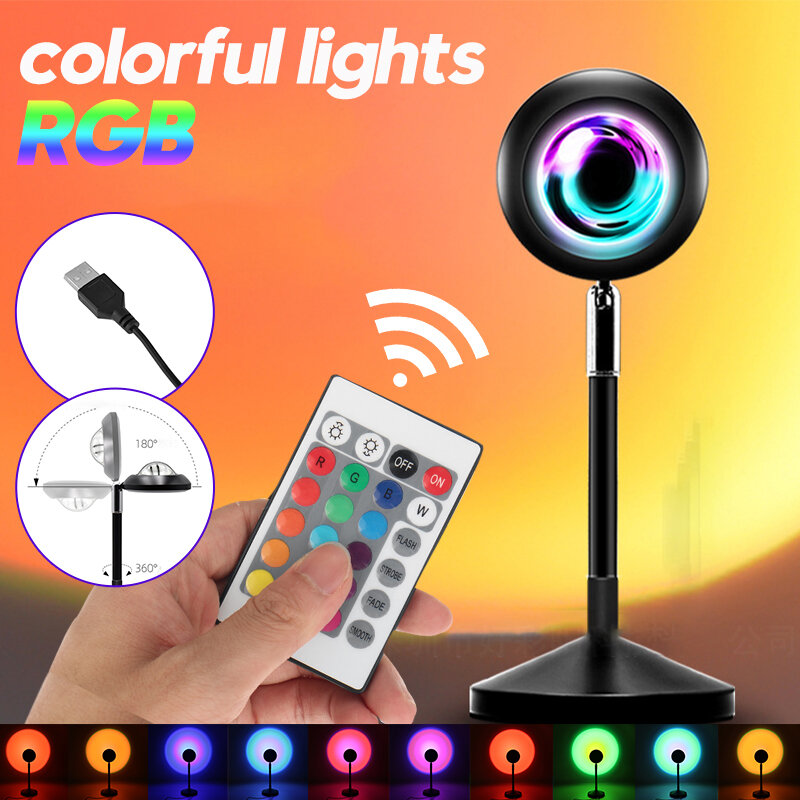 USB Power Colorful RGB LED Light Controle Remoto Atmosphere Projeção Led Night Light para Home Bedroom Shop Decoração de