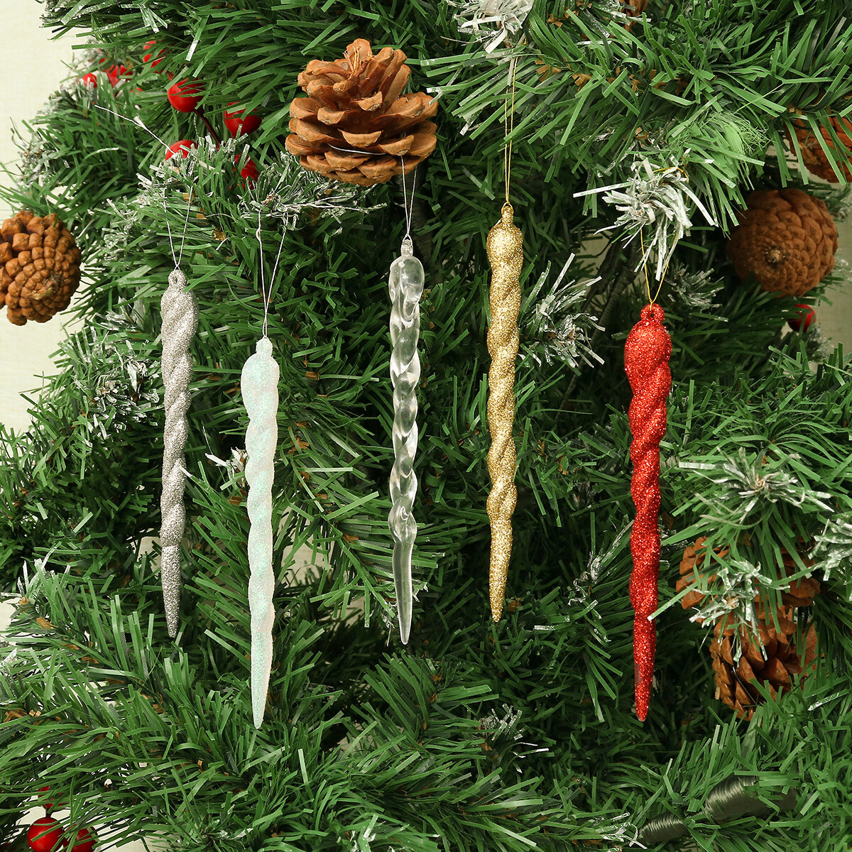 2020 Christmas Tree Ornament Simulation Ice Christmas Tree Hanging Decoration Icicle Prop for DIY New Year Party Xmas Ho