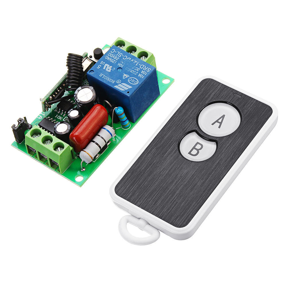 

433MHz AC220V 1 Channel Wireless Remote Control Switch Module Learning Code 1CH Relay Module with Waterproof 2 Key Trans