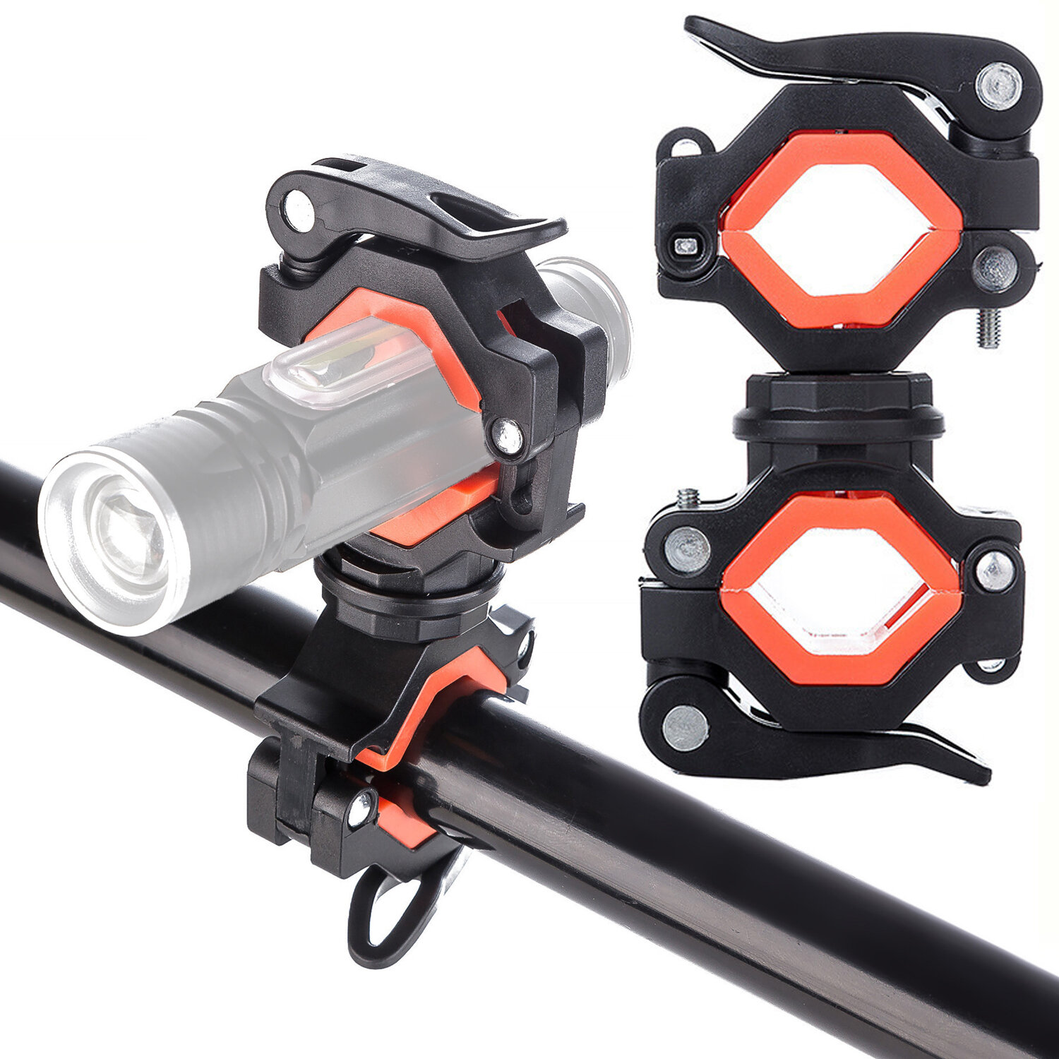 

360° Rotation Bicycle Light Holder Handlebar LED Flashlight Bracket Pump Stand Support Headlight Clip Clamp Bike Accesso