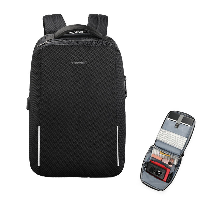 

Tigernu T-B3655 Водонепроницаемы USB зарядка рюкзак 15,6-дюймовый ноутбук Сумка пароль Замок светоотражающая полоса рюкз