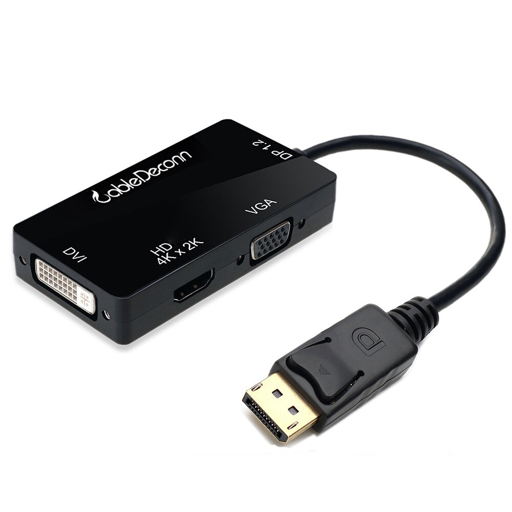Cabledeconn B0108 Adapters Display Port 1.2 tot HD 4 K DVI VGA 3 in 1 Multifunctionele Netwerkkabel 