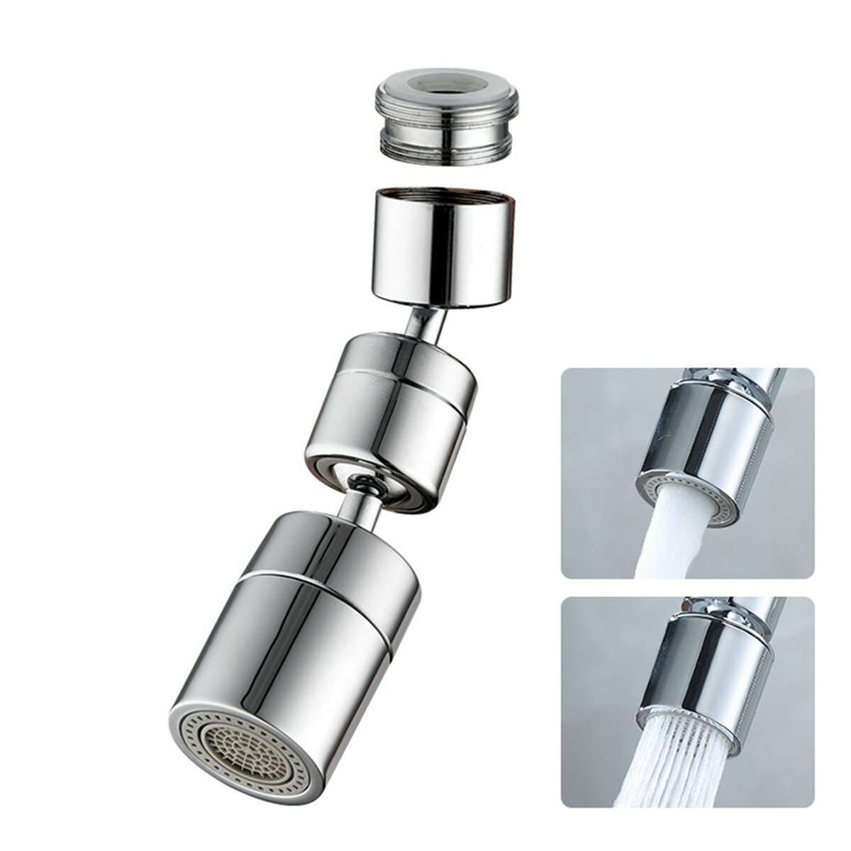 

Universal Extender Splash Filter Faucet 1080° Rotate Water Outlet Faucet Silver