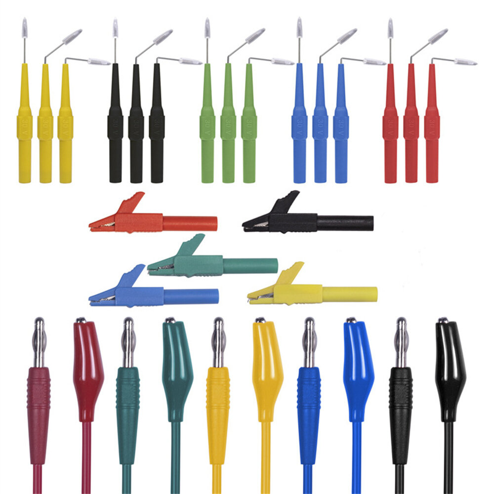 

25PCS Universal Multimeter Probe with Steel Needle and 4mm Banana Plug Piercing Needle Connection Alligator Clip For Acc