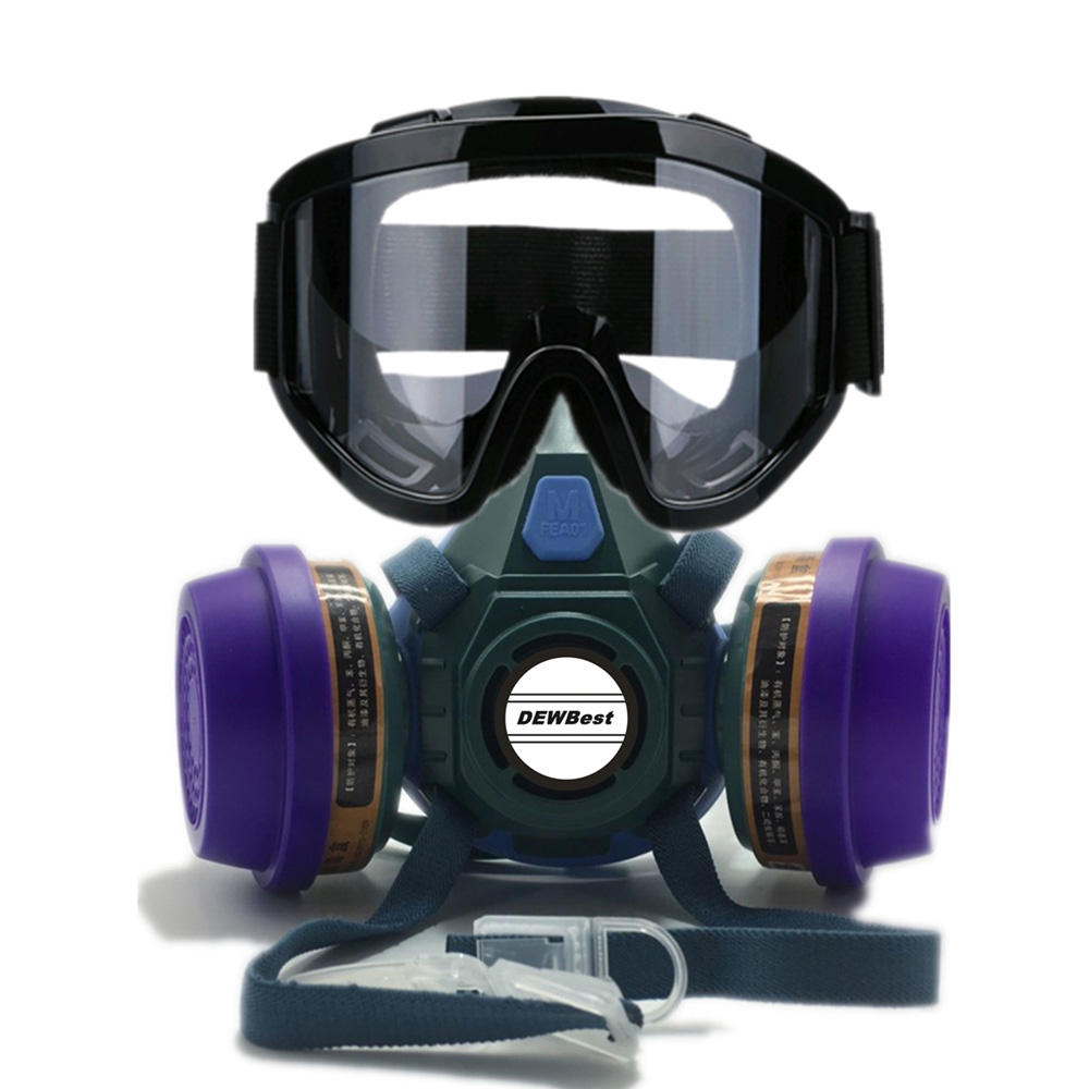 DEWBest 6201xHS699 Herbruikbare Respirator Mask Zwart Beschermende Bril Set