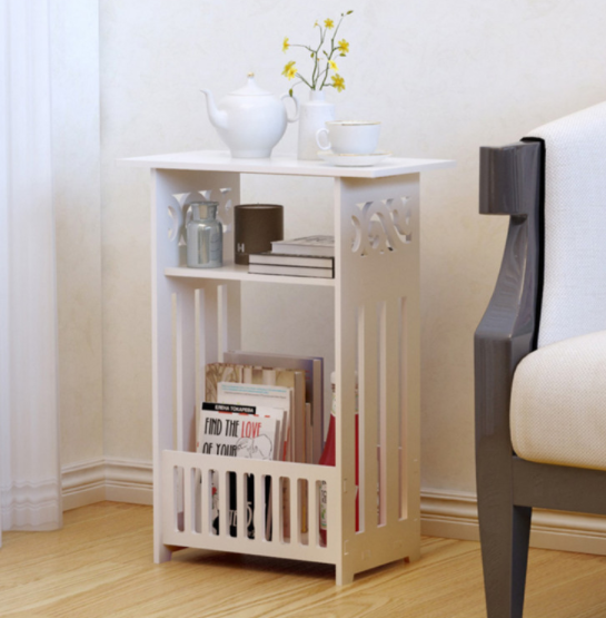European Simple Style End Table Small Storage Rack Hollowed Out Design for Living Room Bedroom Study Room