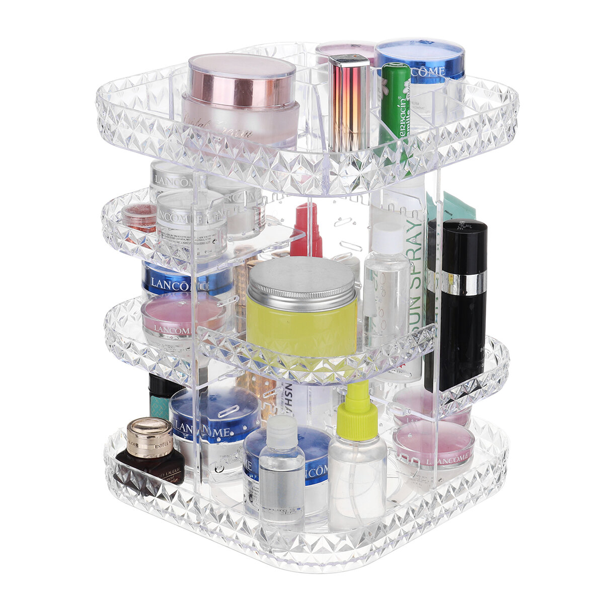 

360 Degree Rotation Transparent Acrylic Cosmetics Drawer Storage Box Makeup Organizer
