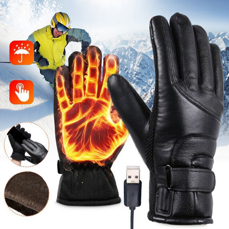 

Electric Heated Gloves Windproof Cycling Winter Warm Heating Touch Screen Skiing Gloves USB Powered Heated Gloves