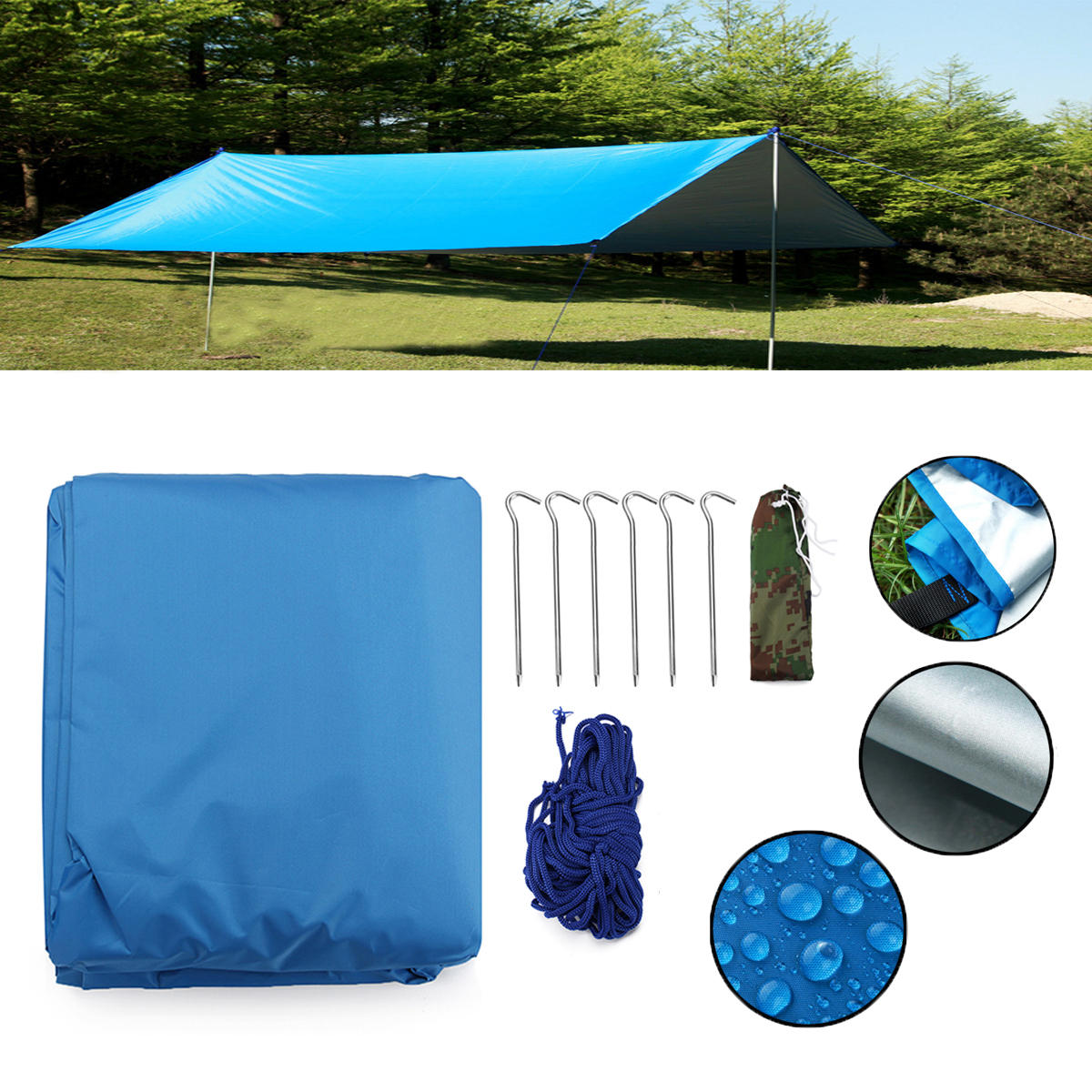 Wodoodporny plandeka na kemping na zewnątrz, parasol, daszek, pokrywa namiotu plażowego, schronienie przed słońcem