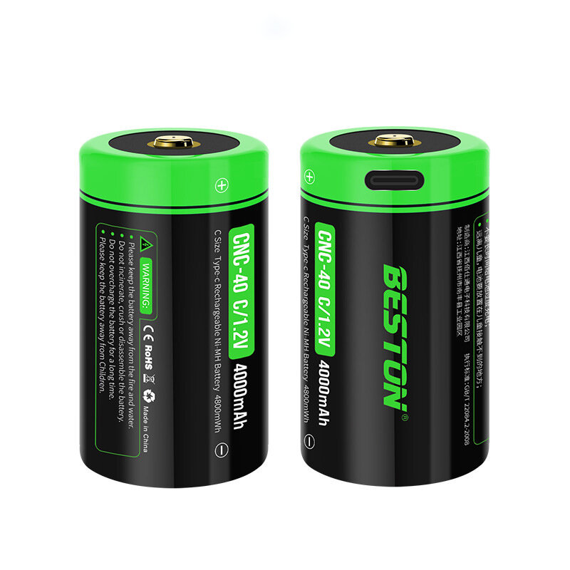 BESTON CNC-4 1.2AV 4000mAh Energizer Max C Batterij USB-C QC Oplaadbaar Zes Beveiligingen Alkaline C