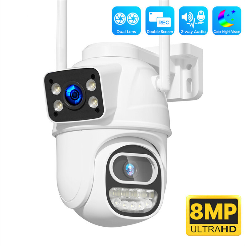 

WS418 4K 8MP Dual Lens WiFi Surveillance Camera ONVIF H.265+ Outdoor WiFi Cam Wireless Color Night Vision Human Detectio