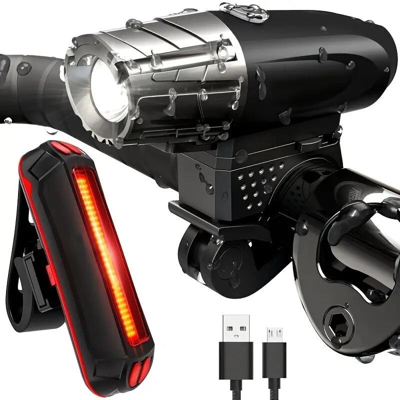 Imagen de Luz delantera de carga USB para bicicleta de montaña de 300 lúmenes de alta luminosidad para iluminación nocturna de cic