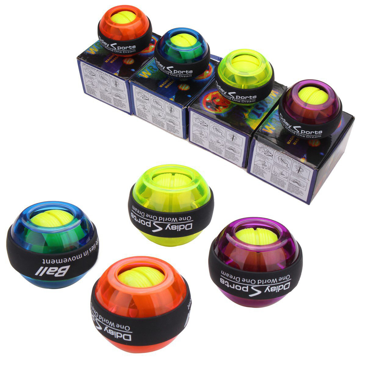 

Illuminated Colorful Gyroscope Power Wrist Trainer Ball Arm Exerciser Gravity Ball Grip Ball