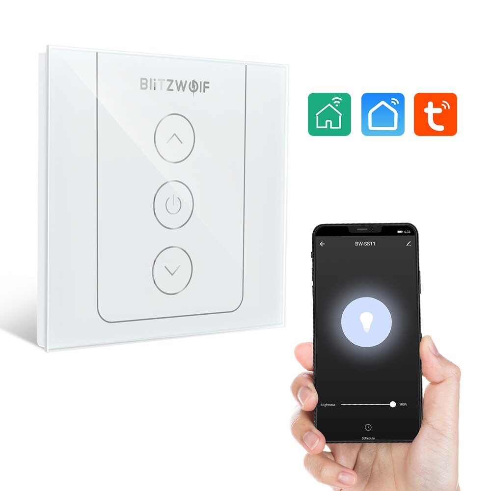 BlitzWolf® BW-SS11 Wi-Fi Smart Dimmer Light Switch Touch Wall Switch Brightness Adjustment Time Schedule APP Remote Cont