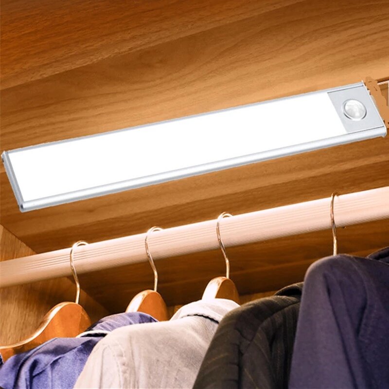 20CM Magnetic Cabinet Light Closet Motion Sensor + Touch Wardrobe Lights USB Charging Closet Lights for Bathroom Bedroom
