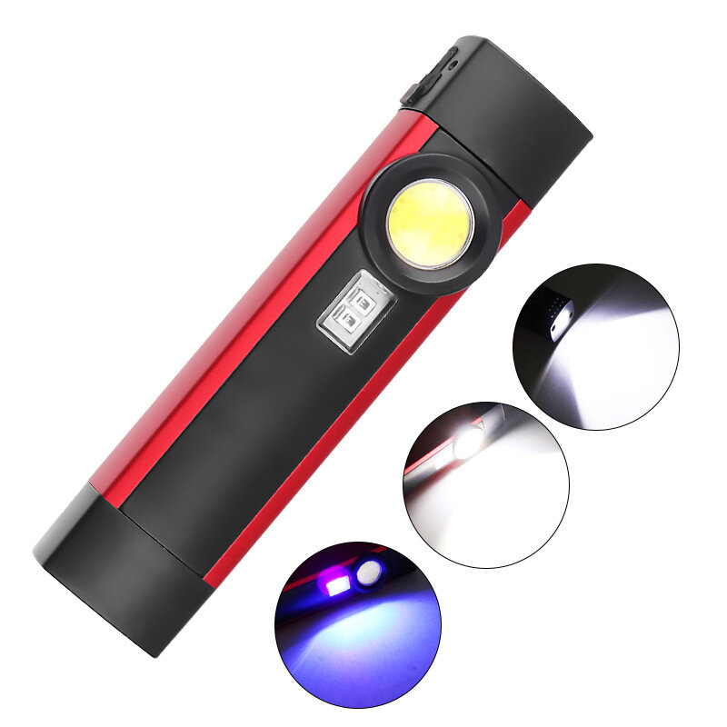 

XANES® XPE+COB+395nm UV LED Flashlight USB Rechargeable 4 Modes Adjustable Magnetic Work Light Hanging Hook Mini Torch