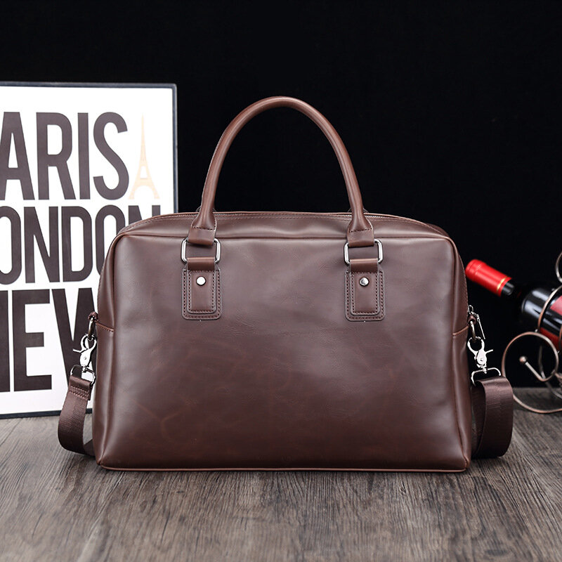 Menico Men Artificial Leather Vintage Business Multifunctional Handbag Large Capacity Briefcase Cros