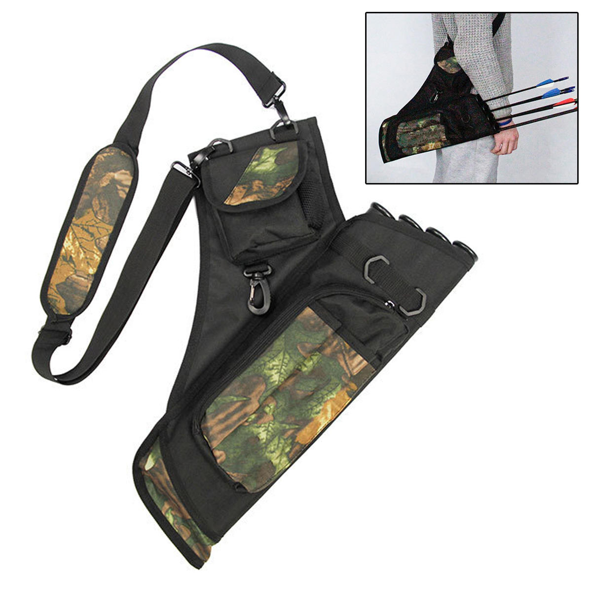 4 Tube Arrow Holder Adjustable Oxford Archery Bow Quiver Tactical Shoulder Bag Crossbody Messenger Bag