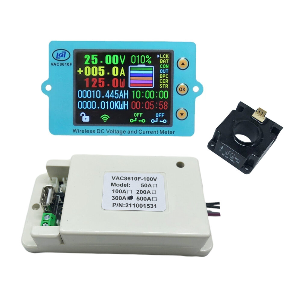 VAC8610F 2.4 inch Color Screen Wireless Voltage and Current Meter Temperature Capacity Coulomb Count