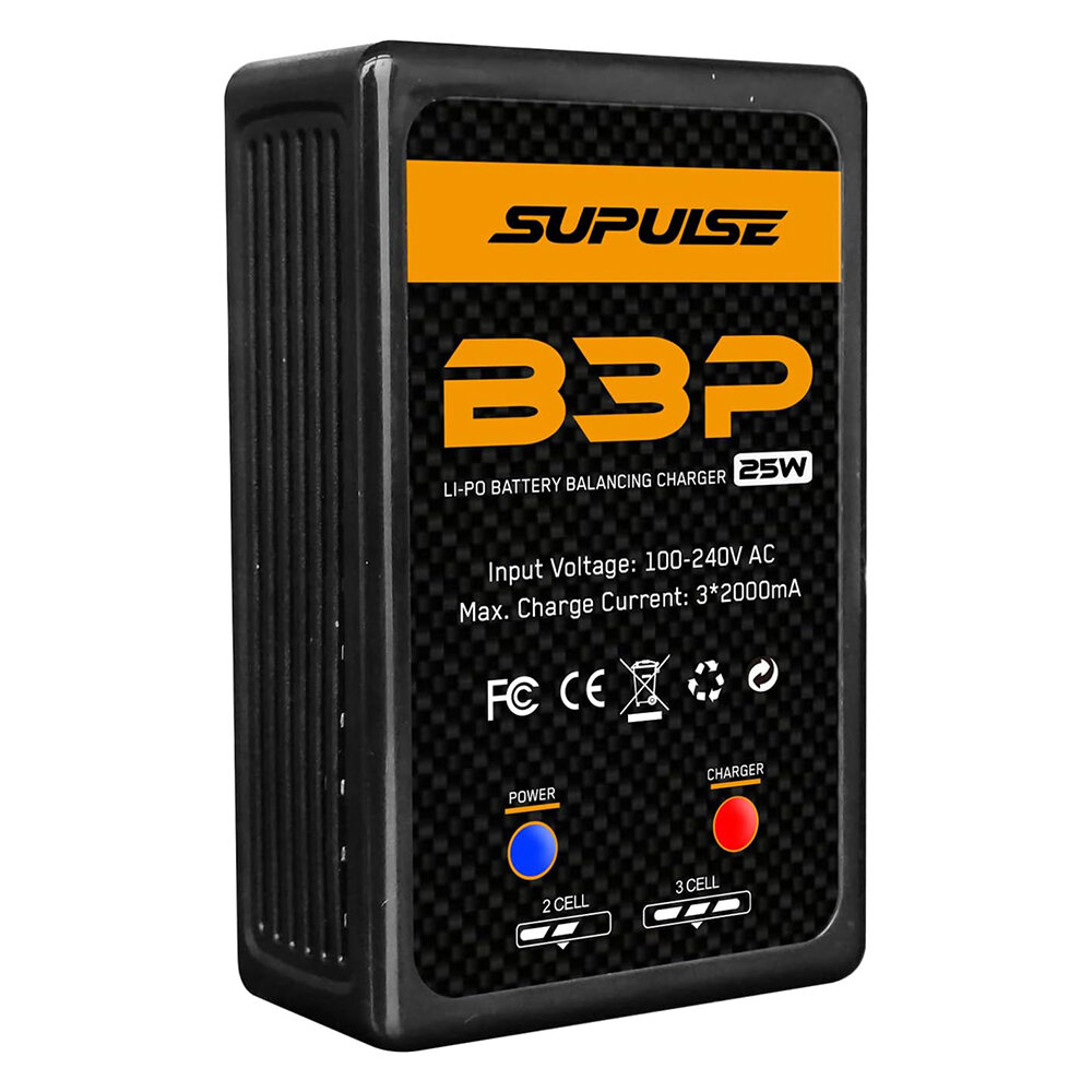 

SUPULSE B3P AC 100-240V 2000mA 25W Lipo Battery Balance Charger for 2S 7.4V 3S 11.1V Lipo Battery