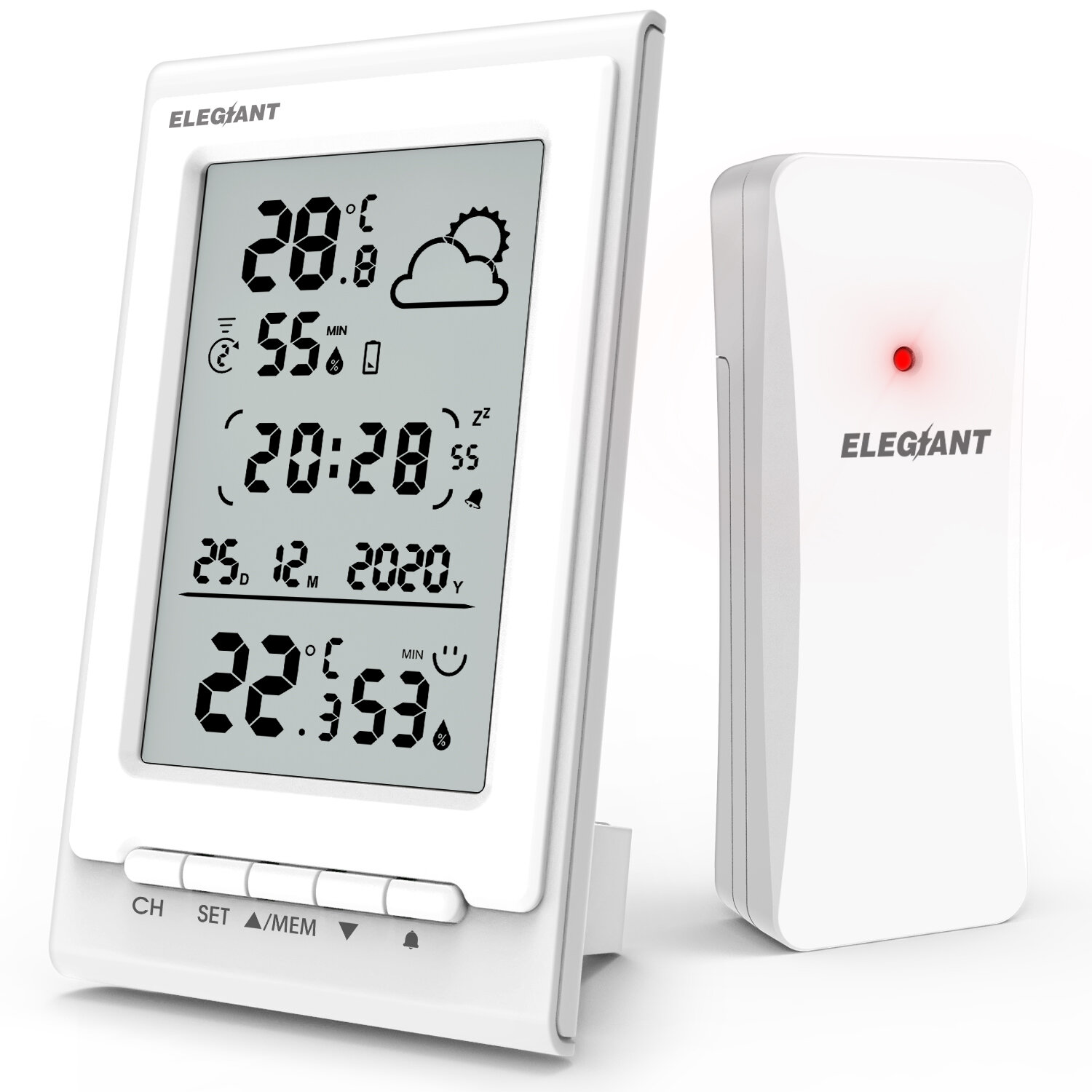 ELEGIANT EOX-9901 Elektronische Thermometer Hygrometer Multifunctionele Draadloze HD Glazen Weerstat