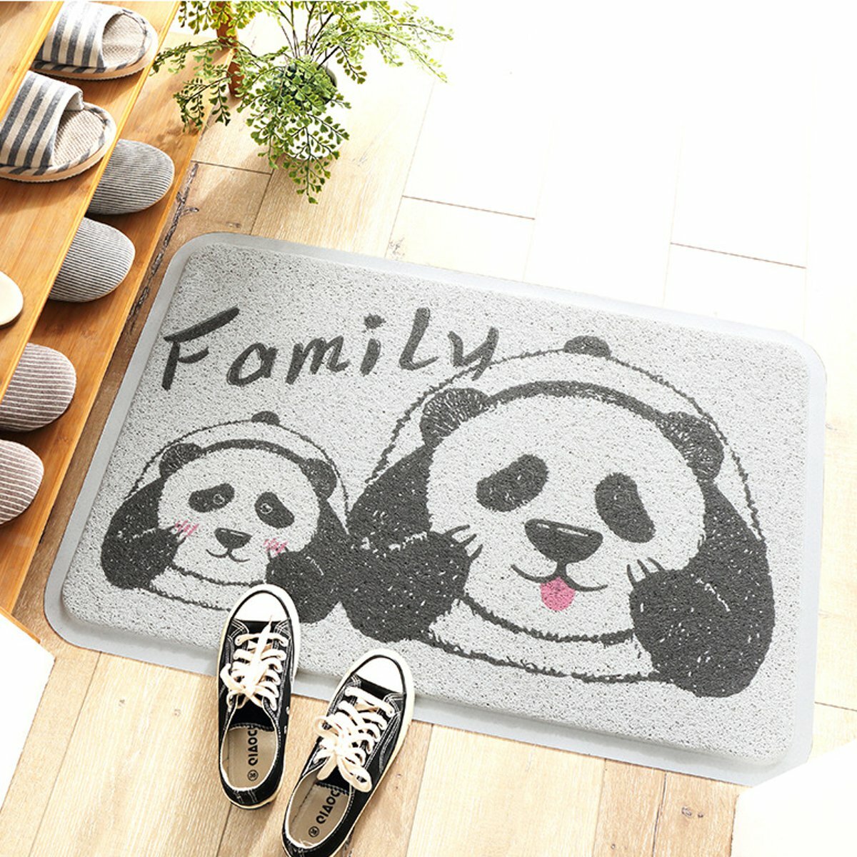 Dierlijke vloermat Antislip PVC-draadruimte Panda Vloerkleed Mok Deur Tapijt Woondecoraties