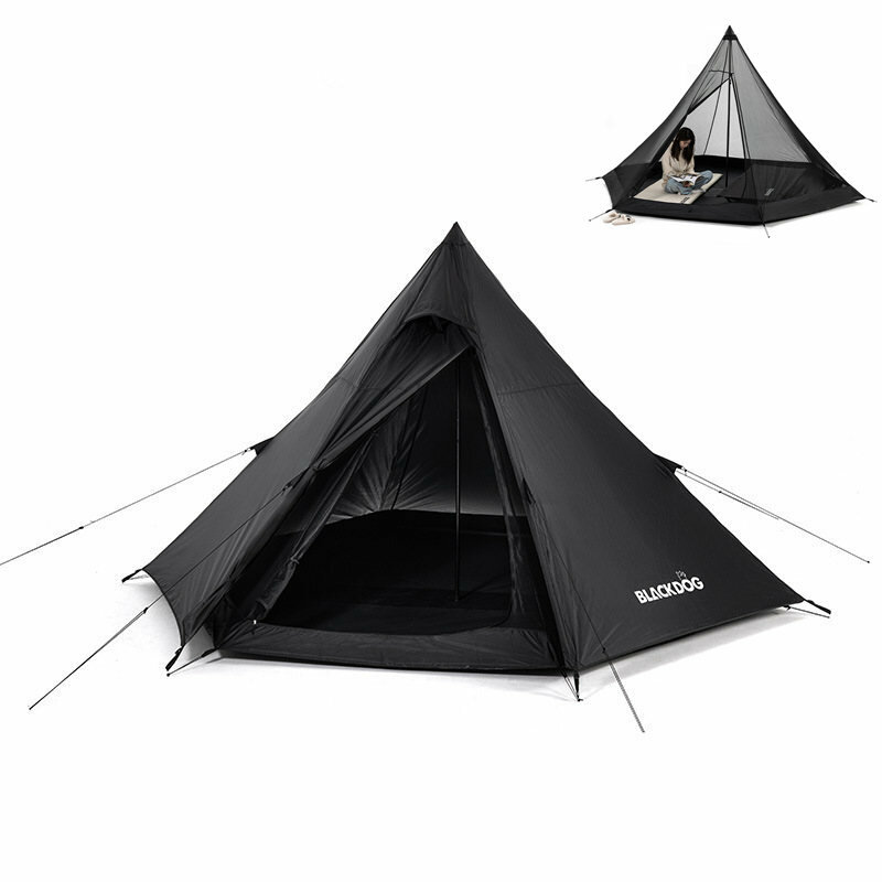 Naturehike BlackDog Hexagonal Pyramid Tent Outdoor Camping 3-4 People Large Space Nature hike Camp Tourist Dinner Picnic