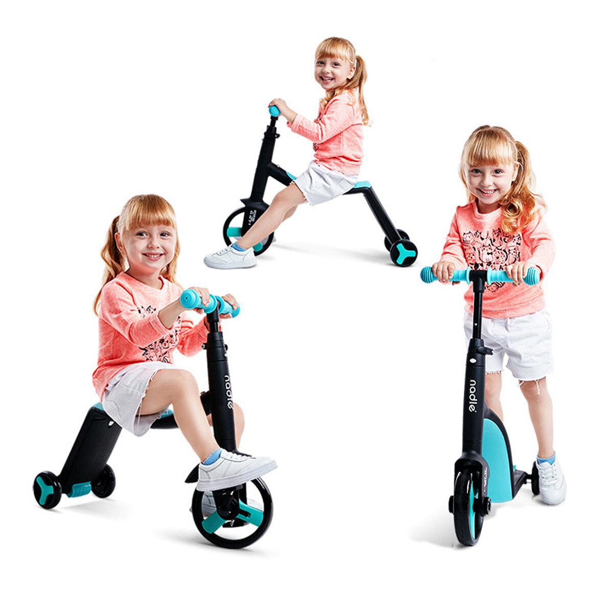 NADLE 3 في 1 دراجة توازن للأطفال بارتفاع قابل للتعديل للأعمار من 1-5 سكوتر أطفال دراجة ثلاثية العجلات للأطفال الصغار الر