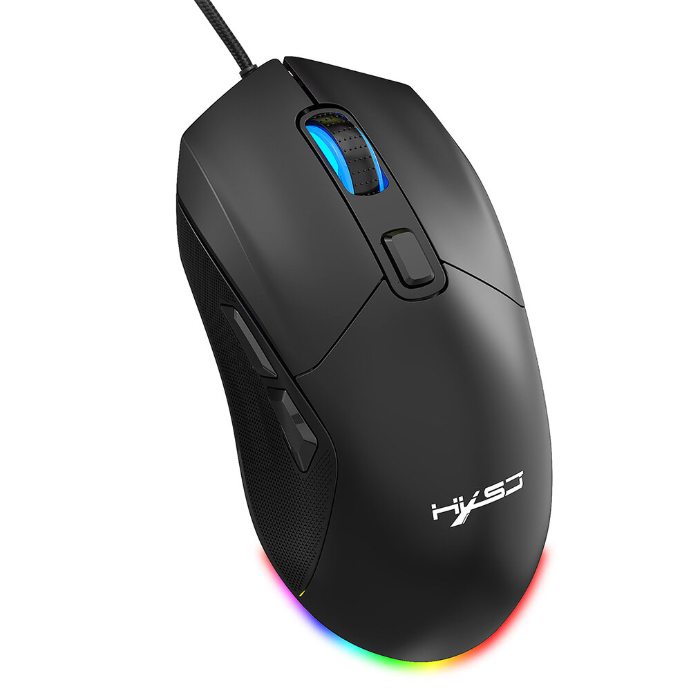 

HXSJ X300 Wired Gaming Mouse 1200-7200DPI Adjustable Ergonomics Mice RGB Backlit 6-key Macro Programming with Swappable