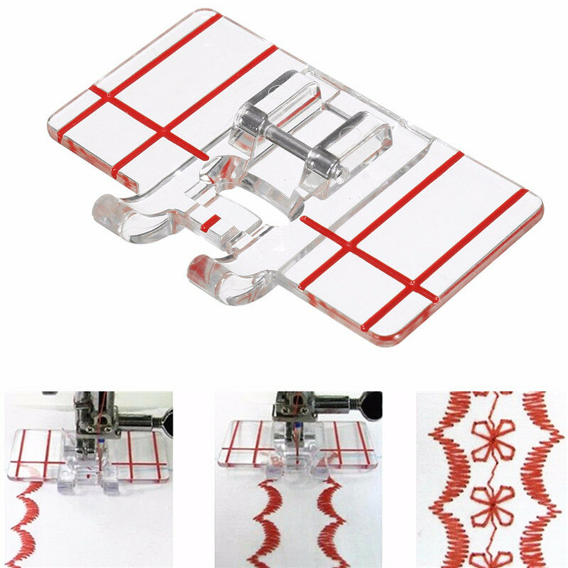 Sewing Machine Parallel Stitch Sewing Tool Simple Mini Clear Plastic Parallel Stitch Foot Presser fo