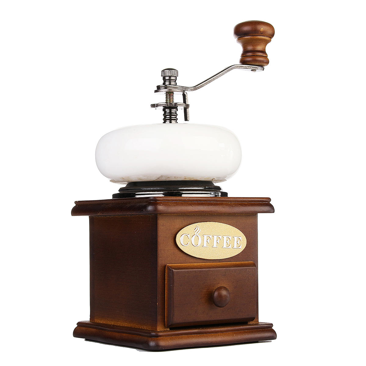 

Ретро Белый Керамический Ручная шлифовальная машина для кофейных зерен Деревянная мельница для орехов Кафе Ручная шлифов
