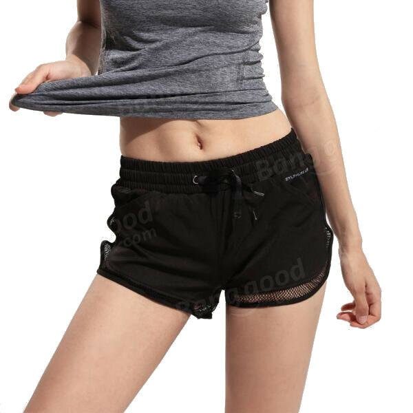 Women Mesh Gym Shorts Fitness Running Breathable Trousers Quick Dry Cooldry With Lining